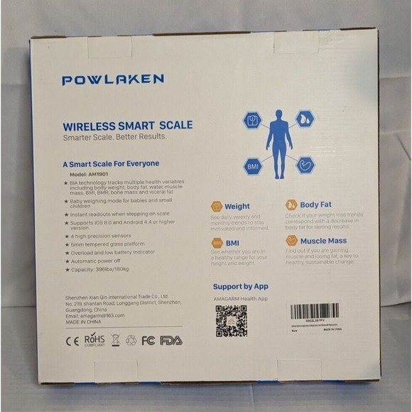 Powlaken Body Fat Smart BMI Scale Digital Bathroom Wireless Weight Scale - NEW - Picture 3 of 4